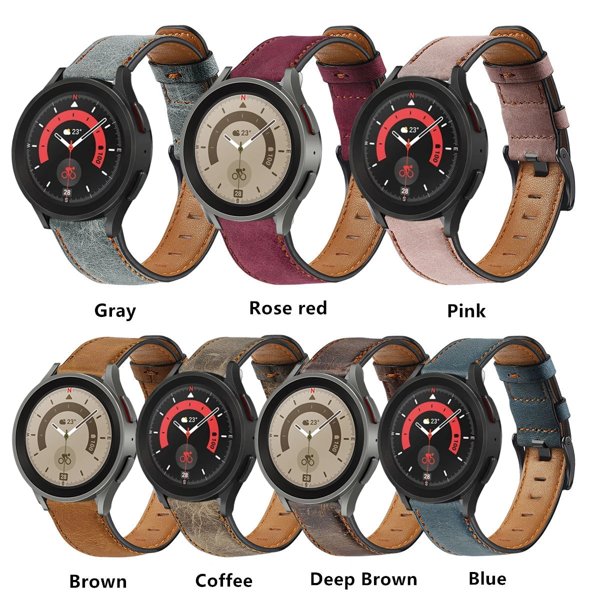 Genuine Leather band for Samsung Galaxy watch 4/5/6/pro 44/40mm 45mm/4 classic/Active 2 46mm 20mm 22mm bracelet Amazfit GTS 2e/3