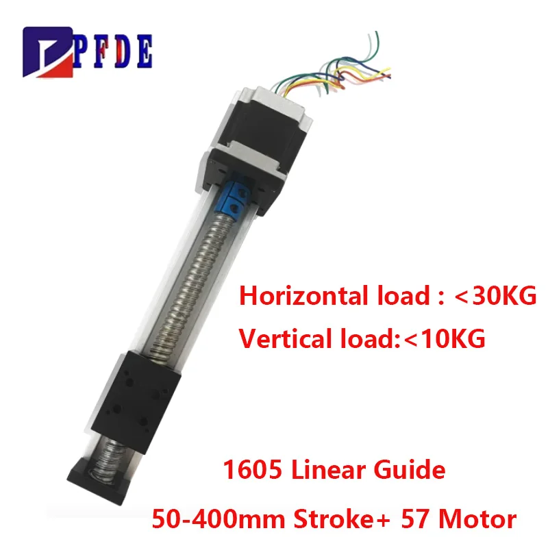 CNC Manual Linear Shaft Actuator Module Table SFU1605 Ball Screw Linear Guide Motion Rail Slide Stroke 50mm~600mm and 1.2N Motor