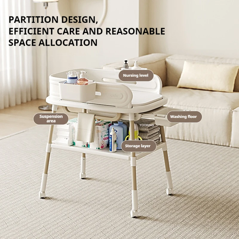 Strong Support Diaper Changing Table Station Shelf Alloy Steel Pipe Diaper Changing Table