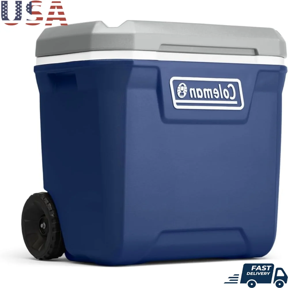 

Insulated Wheeled Cooler Portable Hard Cooler Leak Resistant Keeps Ice 5 Days 65 Quart TempLock FX Camping Outdoor Cooler