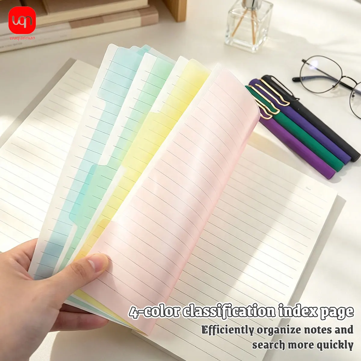 A5 Loose-Leaf Notebook & Four-Color 0.7mm Gel Pen Set with PP Cover, Smooth Writing Loose-Leaf Book for School and Office Suppli