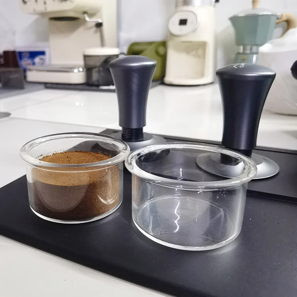 1Pc 58mm Transparent Clear Powder Bowl Kitchen Coffeeware Coffee Tamper Measuring Powder Bowl For Observing Coffee Tamping