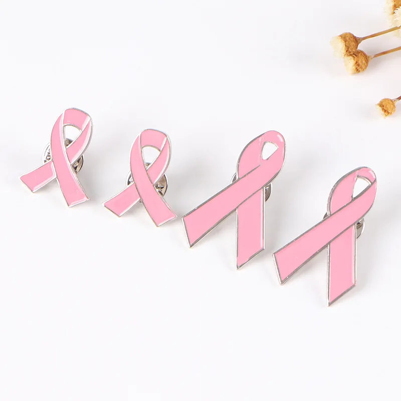 Pink Ribbon Brooches Badge Cancer Health Care Logo Red Care Patient Pin Care Women Public Welfare Badge Wholesale