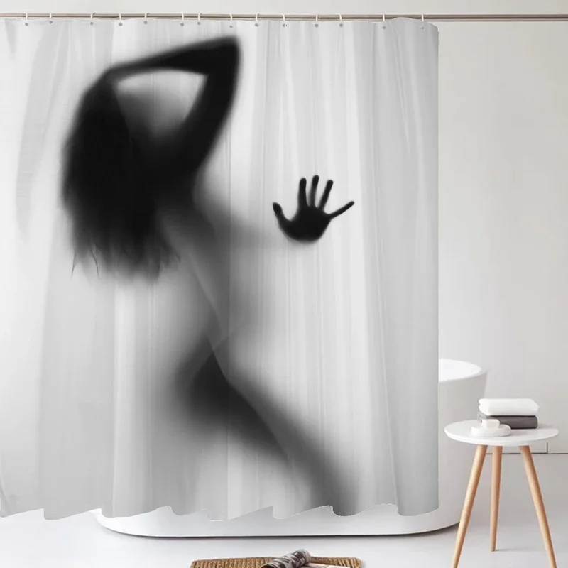 Sexy women bath curtains waterproof bathroom shower curtain girl shadow 3D print with hooks polyester cloth 180*200 Bath screen