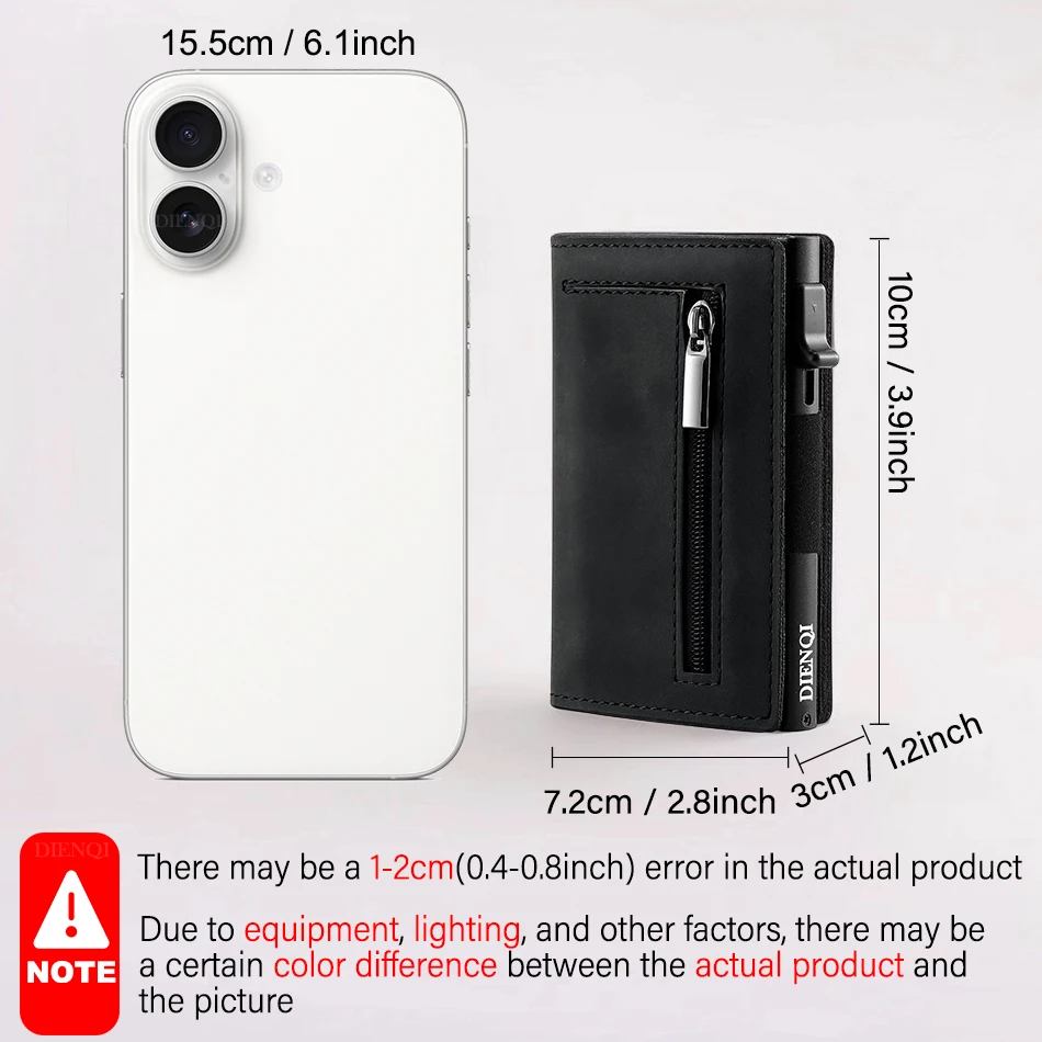 Portfel RFID z prawdziwej skóry bydlęcej, magnetyczny, skórzany, wysuwany, na karty kredytowe i bankowe, czarny, inteligentny portfel męski.