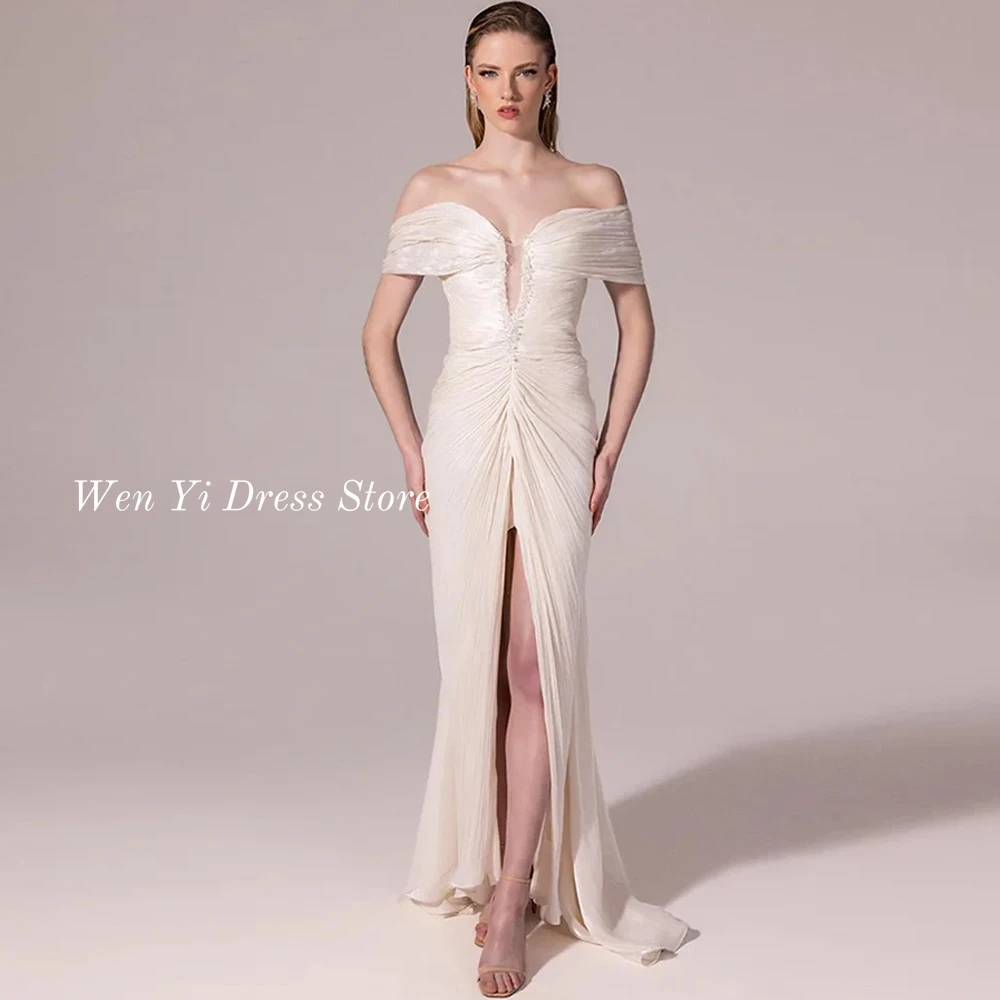 Fashion Lace Up Back Party Gowns Customized Evening Dresses High Quality Off the Shoulder Front Slit Homecoming Dresses image 4