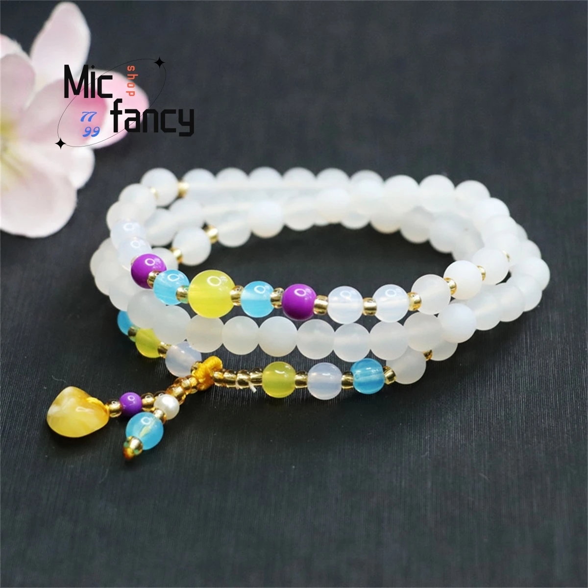 

Natural White Jade Pith Multi-circle Agate Beads Honey Wax Tassel Bracelet Generous Personality Women Fashion Luxury Jewelry