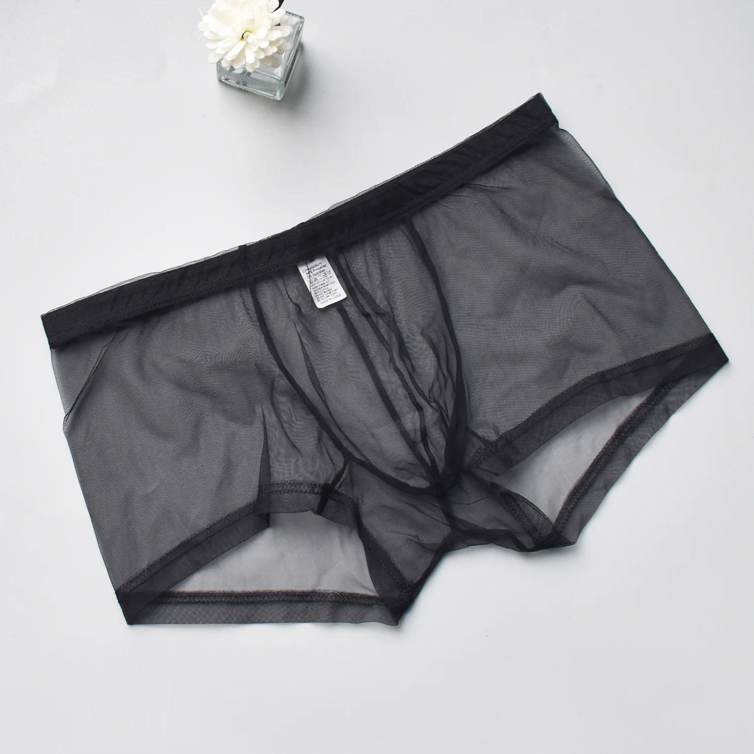 Sous-vêtements porno transparents pour hommes, boxer en maille respirante, culotte de tentation, ultra mince, transparent, également solide, document sexy