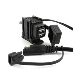 100cm SAE To USB Cable Adapter 3.1A Waterproof Motorcycle Dual USB Charger Kit Dual Port Power Socket for Phone Tablet GPS