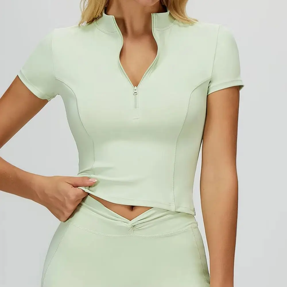 

Yoga Shirt Leisure Crop Top Women Workout T-shirt Female Sportswear Fitness Yoga Shirt Quick-Dry Yoga Clothing Gym Top Women ﻿