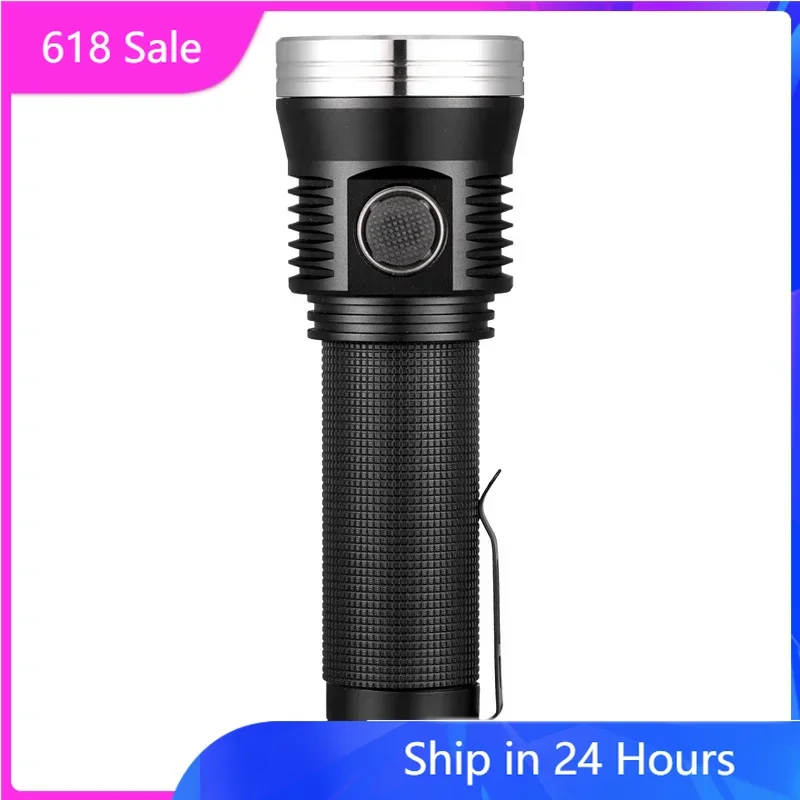 

High Strong Powerful Flashlight 6000LM 750m Range Lantern Type-C USB Charging Torch Camping Fishing Hiking LED Zoom Flashlight