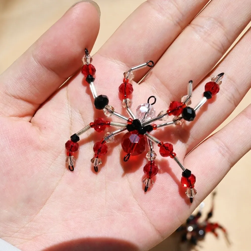 Beaded Spider Hanging Ornament Hanging Loop Eight-Leg Spider Shape Beaded Spider Pendant Multicolor Style Gold-Tone Chain