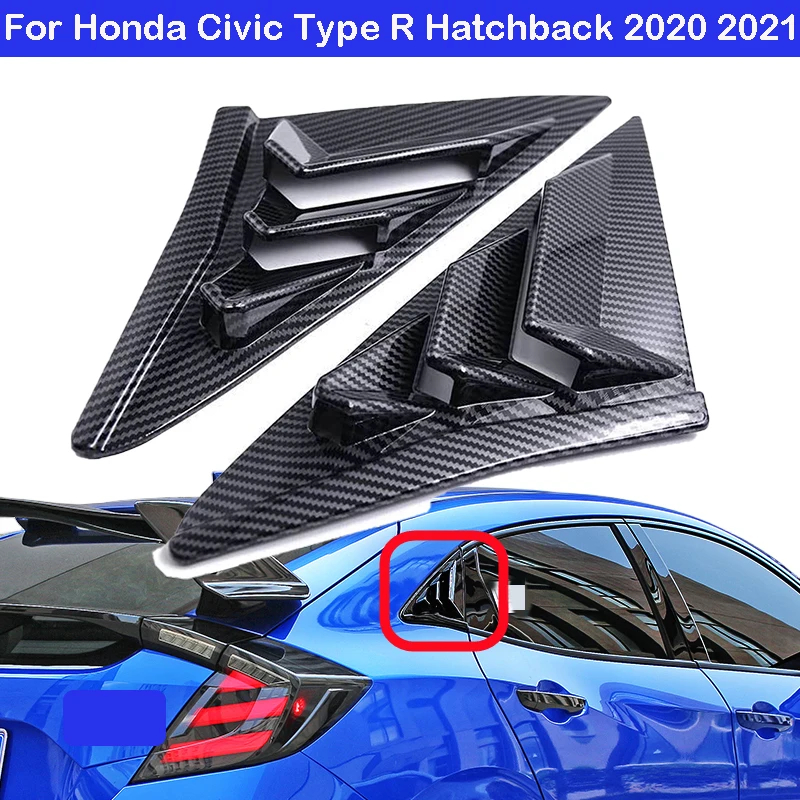 

2pcs Car Window Side Louvers Cover For Honda Civic Type R Hatchback 2020 2021 Black Carbon Fiber Black Vent Decal