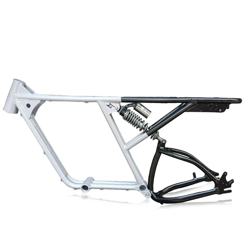 

Full Suspension Soft Tail Aluminum Alloy Electric Bicycle Beach Bicycle Frame 20 * 4.0 Fat City Bicycle Frame Ebike 73 Frame Set