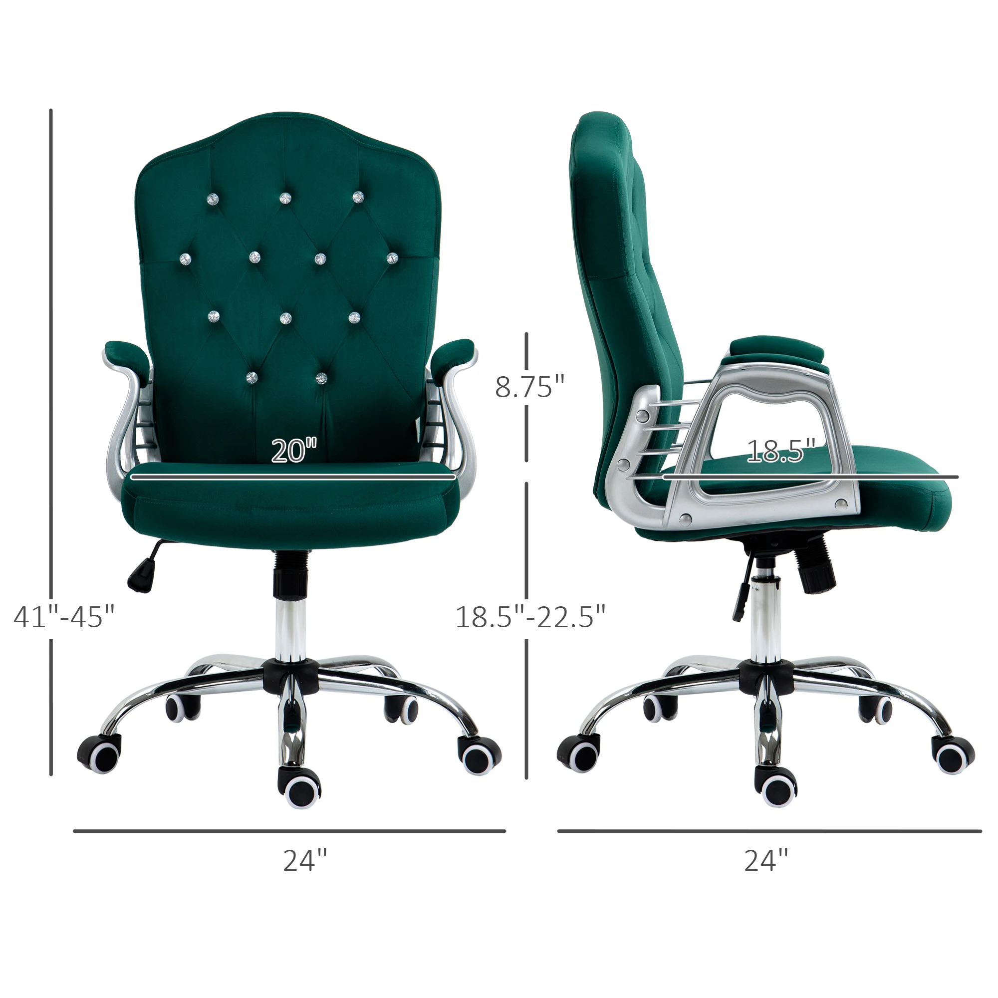 Vinsetto Home Office Chair with Adjustable Height Tilt Function Dark Green