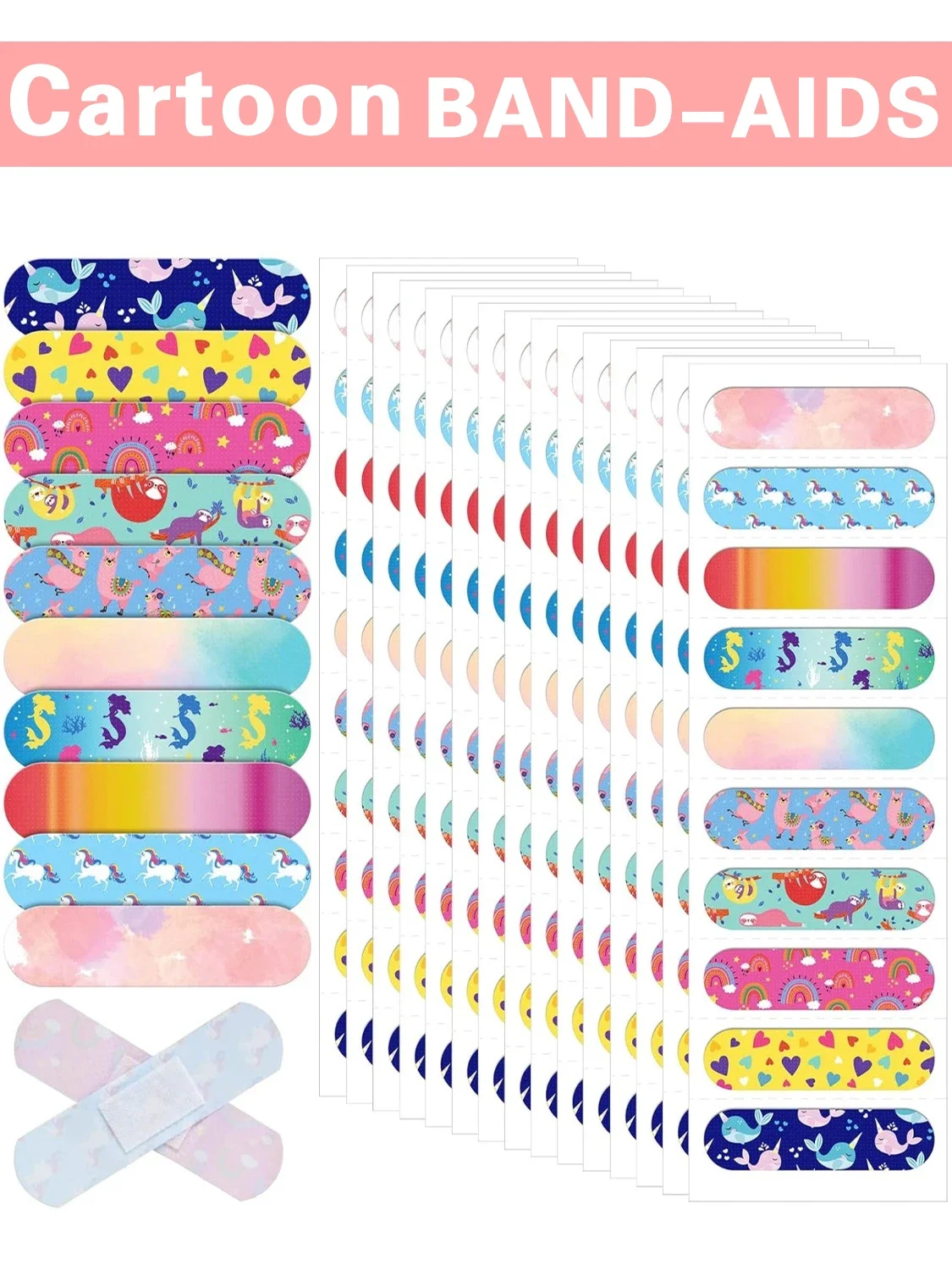 100-120Pcs Cartoon Animal Pattern Children's Catch Hemostatic Patch First-Aid Children Strip Emergency Kit Wound Plaster Patches