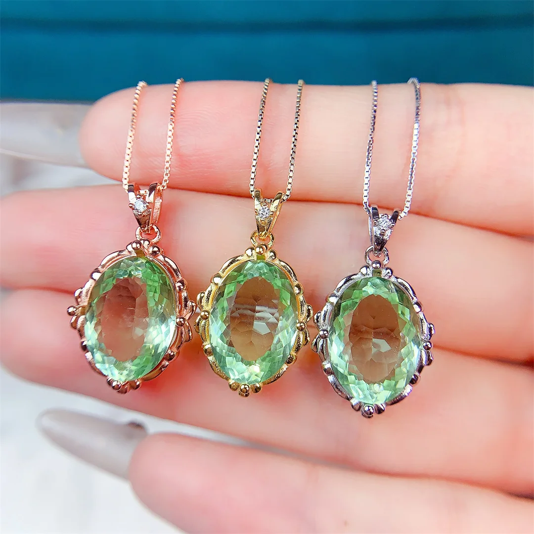 

Ожерелье с подвеской из стерлингового серебра 925 пробы с зеленым кристаллом, элегантное женское ювелирное изделие, подарок