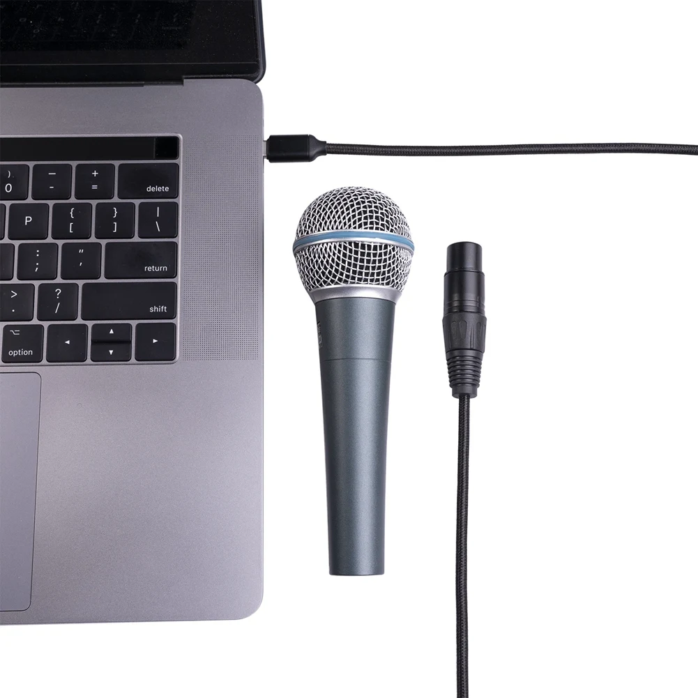 AED6-USB Type C To XLR Adapter Type C Male To 3 Pin XLR Female Microphone Cable Connector Computer Audio Data Cable 3 Meters
