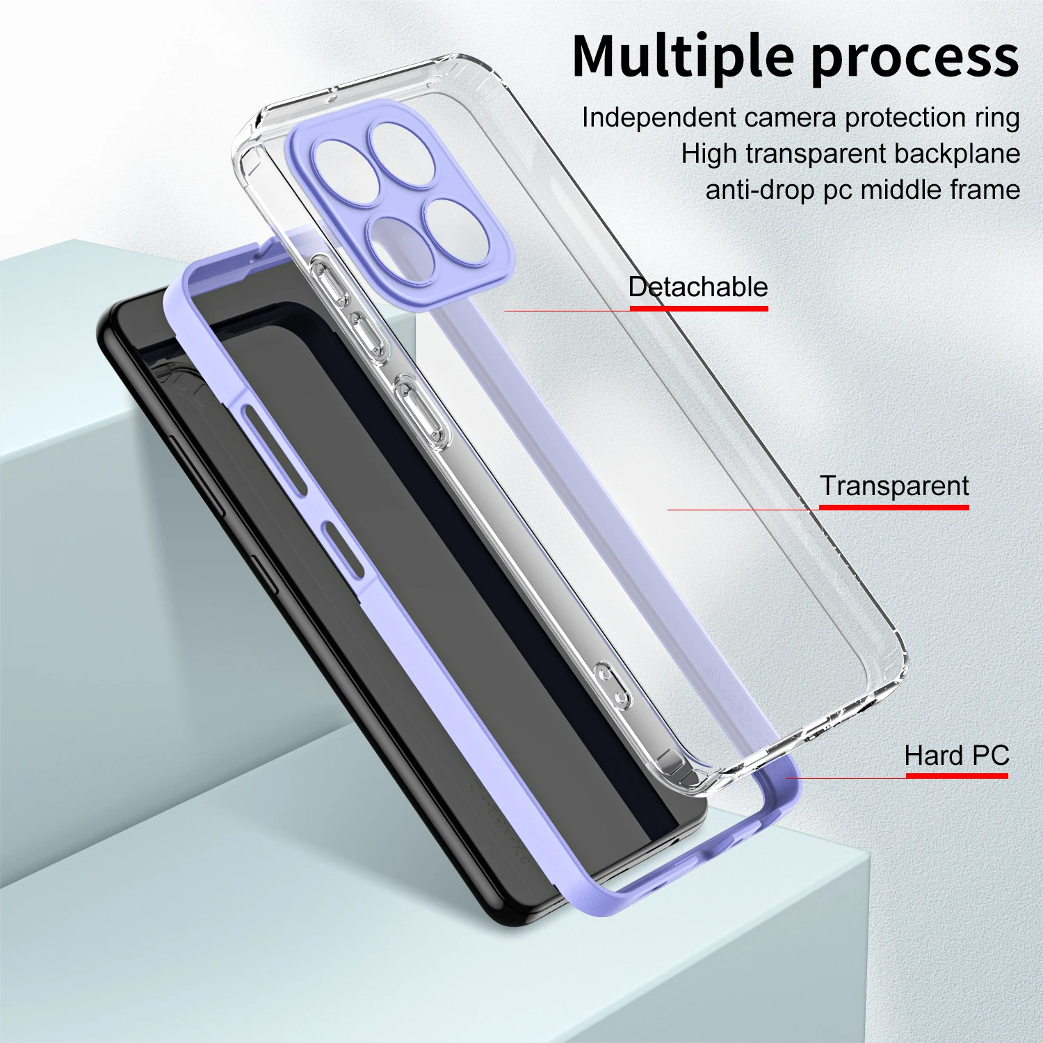 Clear Case for Huawei Honor X8b 3 IN 1 Frame Full Camera Silicone Protection Phone Cover HonorX8b LLY-LX1 LLY-LX2 LLY-LX3 Coque