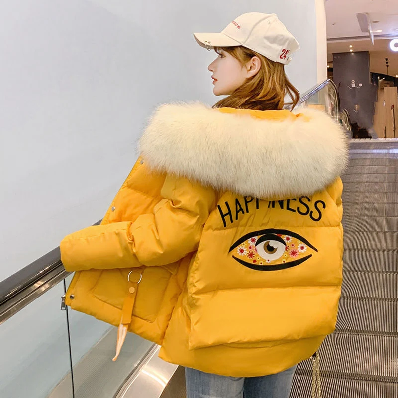 

Модная свободная утепленная хлопковая куртка-пуховик для женщин, укороченная версия, новинка 2025 года, корейская версия, персонализированное зимнее пальто
