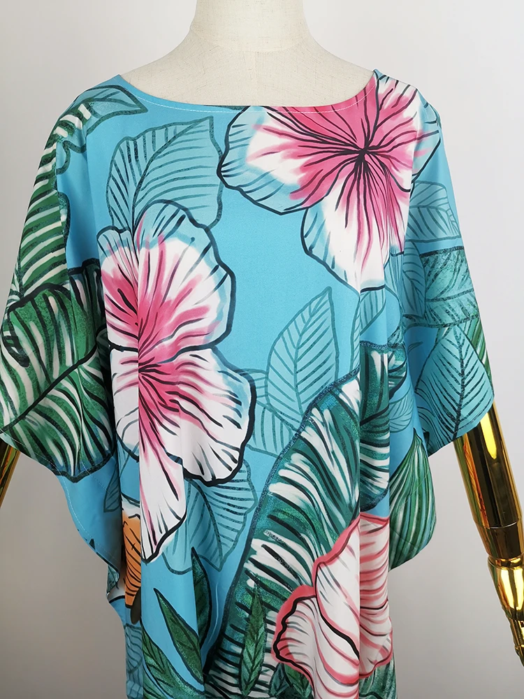 Bloemenprint Boho Jurk Beach Cover Up Over Size Vrouwen Zomer Maxi Jurk Robe De Plage 2023 Bikini Cover Up beachwear Tunieken