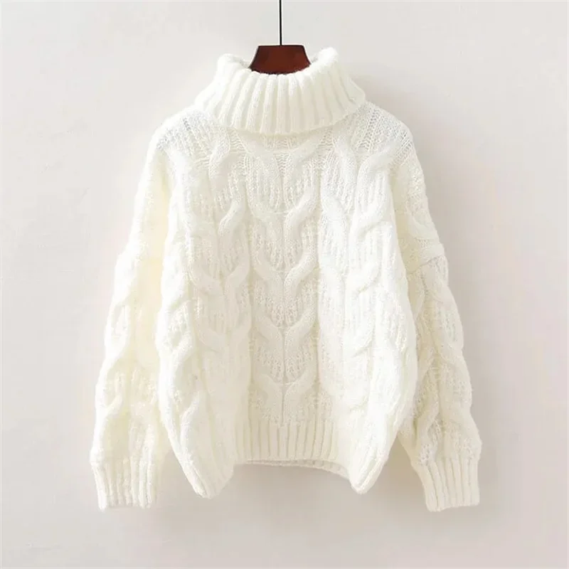 Thicken Turtleneck Sweater Women\'s 2024 New Winter Korean Loose Pullover Knitted Sweaters Short Jumper Pull Casual Tops Female