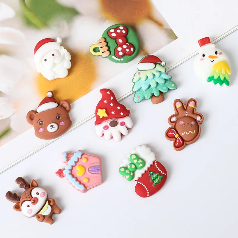 10/20Pcs Cute Mini Christmas FlatBack Resin Cabochons Scrapbooking DIY Jewelry Craft Decoration Accessories Xmas Gifts Ornament