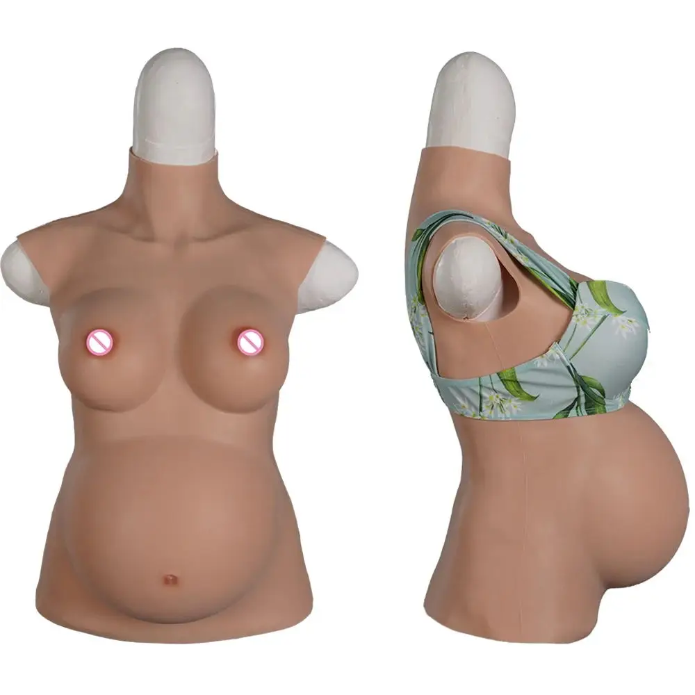 Silicone Pregnant Belly With Fake Boobs Set Realistic Simulation Pregnant 4-9 Month Baby Bump Costume For Cosplay Male to Female