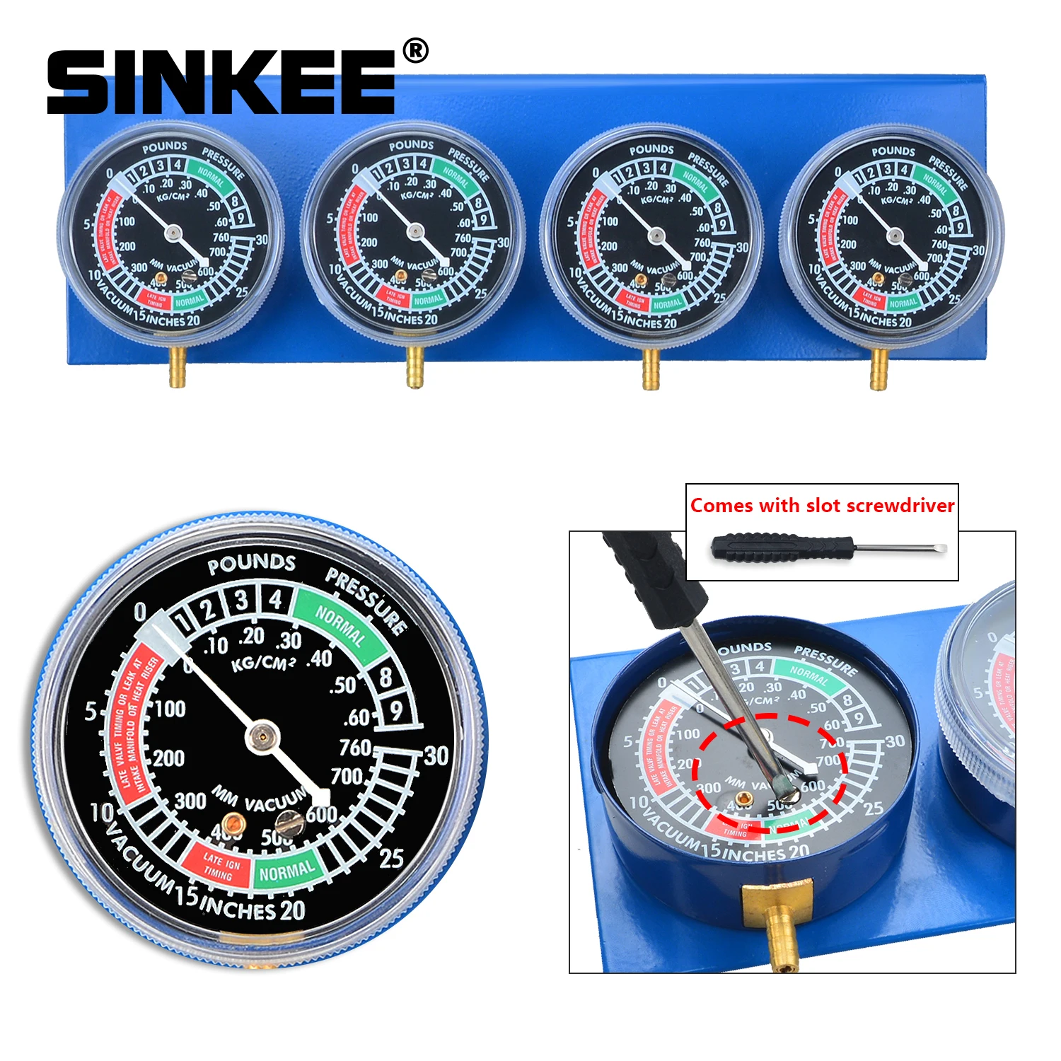 4 Cylinder Sync Gauges Kit Motorcycle Carb Carburettor Synchronizer Vacuum Balancer Gauge with Case