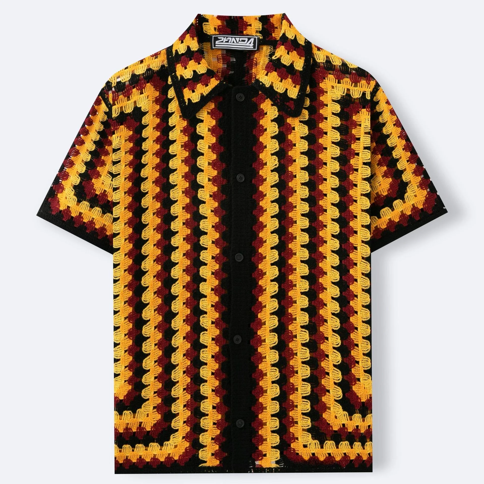 

Men's Hollow out Knitted irt Sexy Soluble Hook Flower Stripe Pattern Ciwalk Summer Thin ort Sve Basic Sle