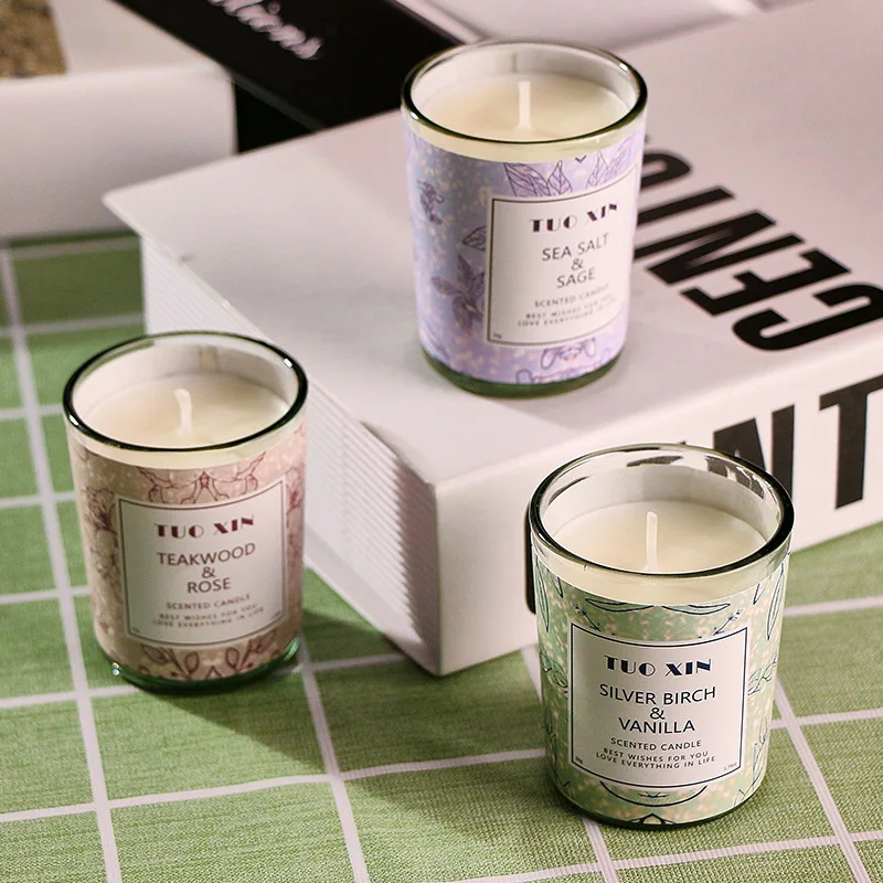 Large Jar Plant-based Smokeless Scented Candle Glass Cup Essential Oil Aroma Candle for Home Indoor Fragrance