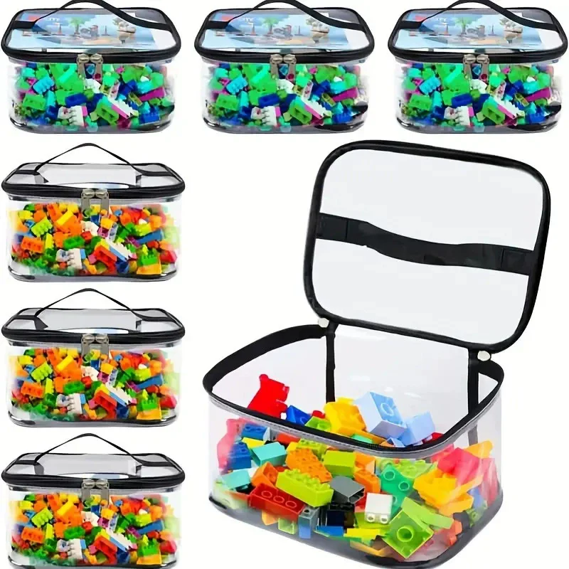 Large Capacity Toy Storage Bag Transparent Mesh Zipper Puzzle Block Organizer for Building Blocks And Playthings