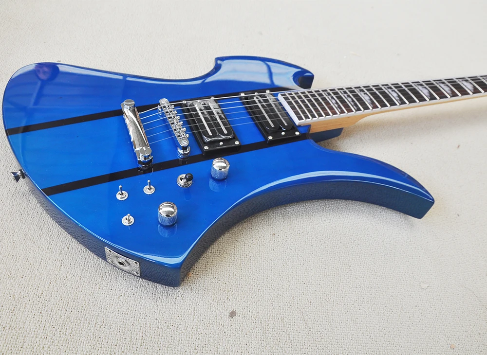 6 Strings Blue Electric Guitar with Humbuckers,Rosewood Fretboard,Can be Customized