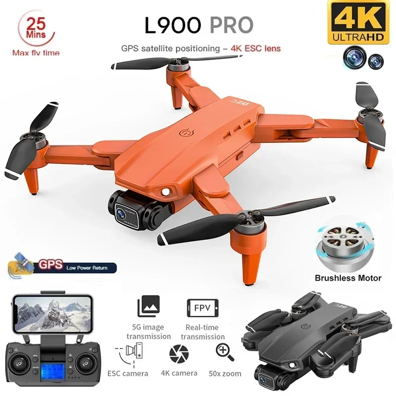 

L900 Pro GPS Drone 4K Professional HD Dual Camera 5G Wifi Photography Brushless Foldable Quadcopter RC Distance 1.2KM Dron Toy