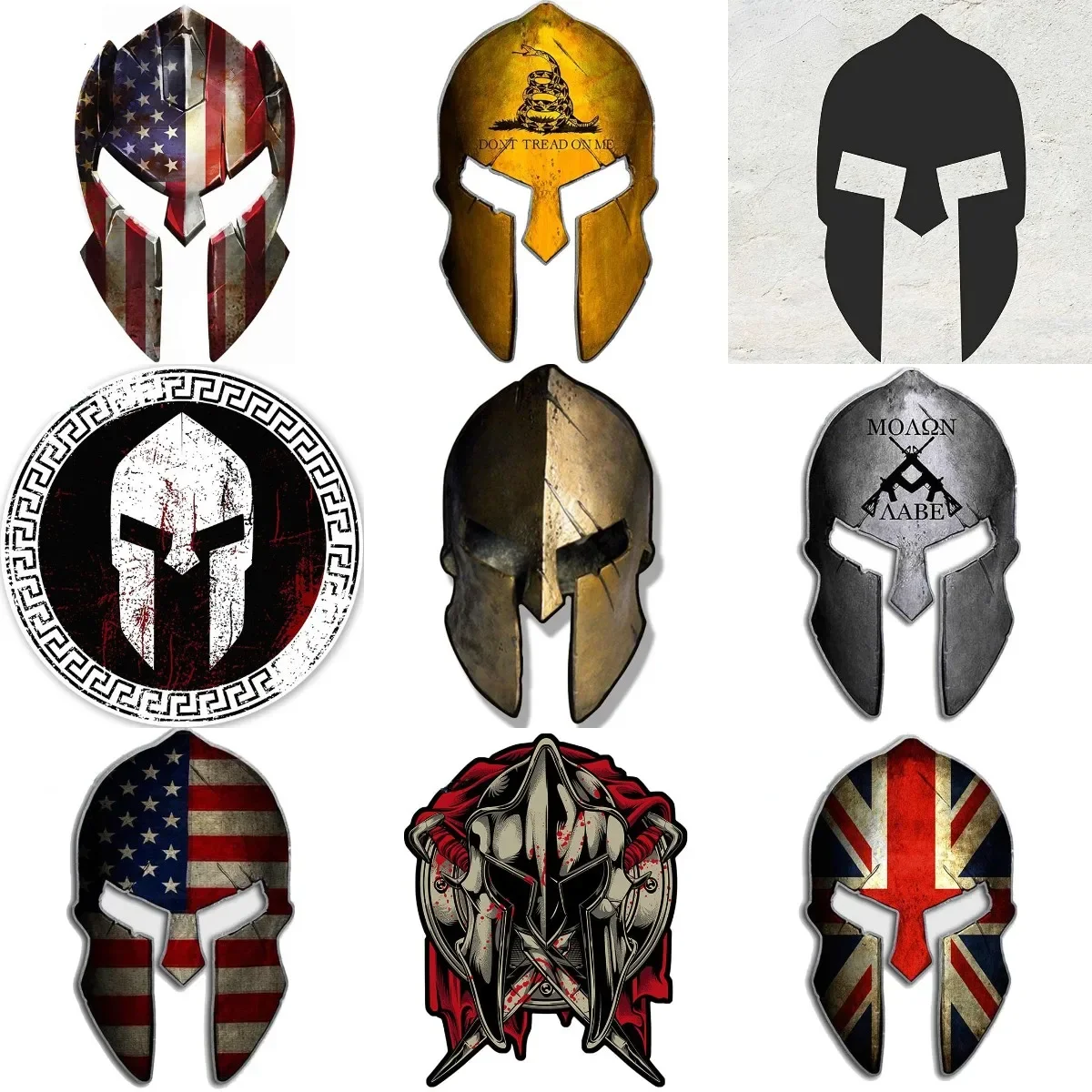 

Retro Style Sparta Warrior Helmet National Flag Stickers Accessories for Decorate Car Wall Bicycle Truck Van Motorcycle Bumper