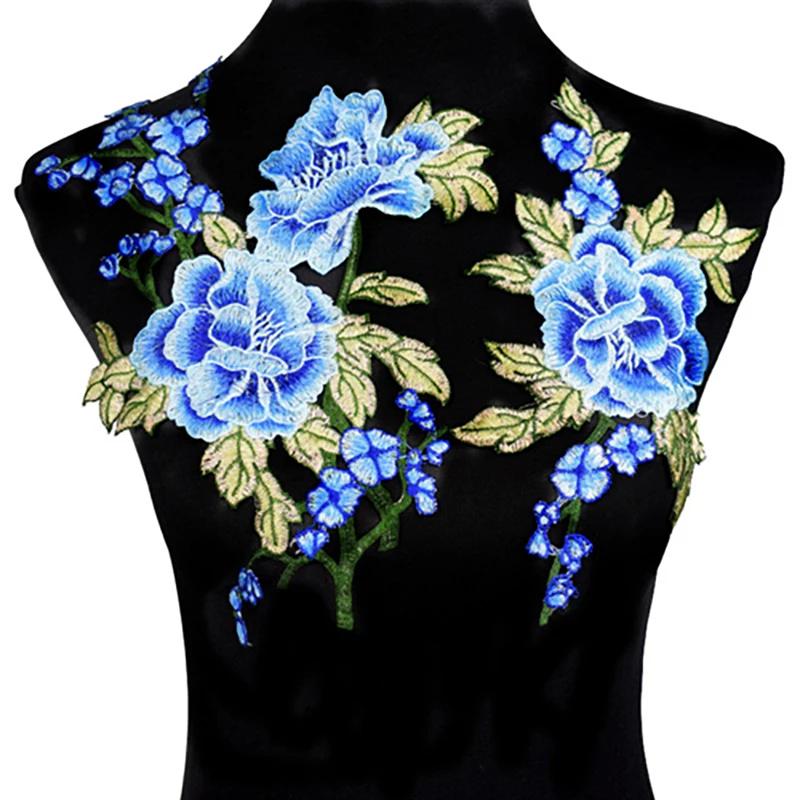 1 Pc Flower Embroidery Patches Fabric For Clothing Lace Sewing Dress Curtain Accessories DIY Repair Neckline Collar