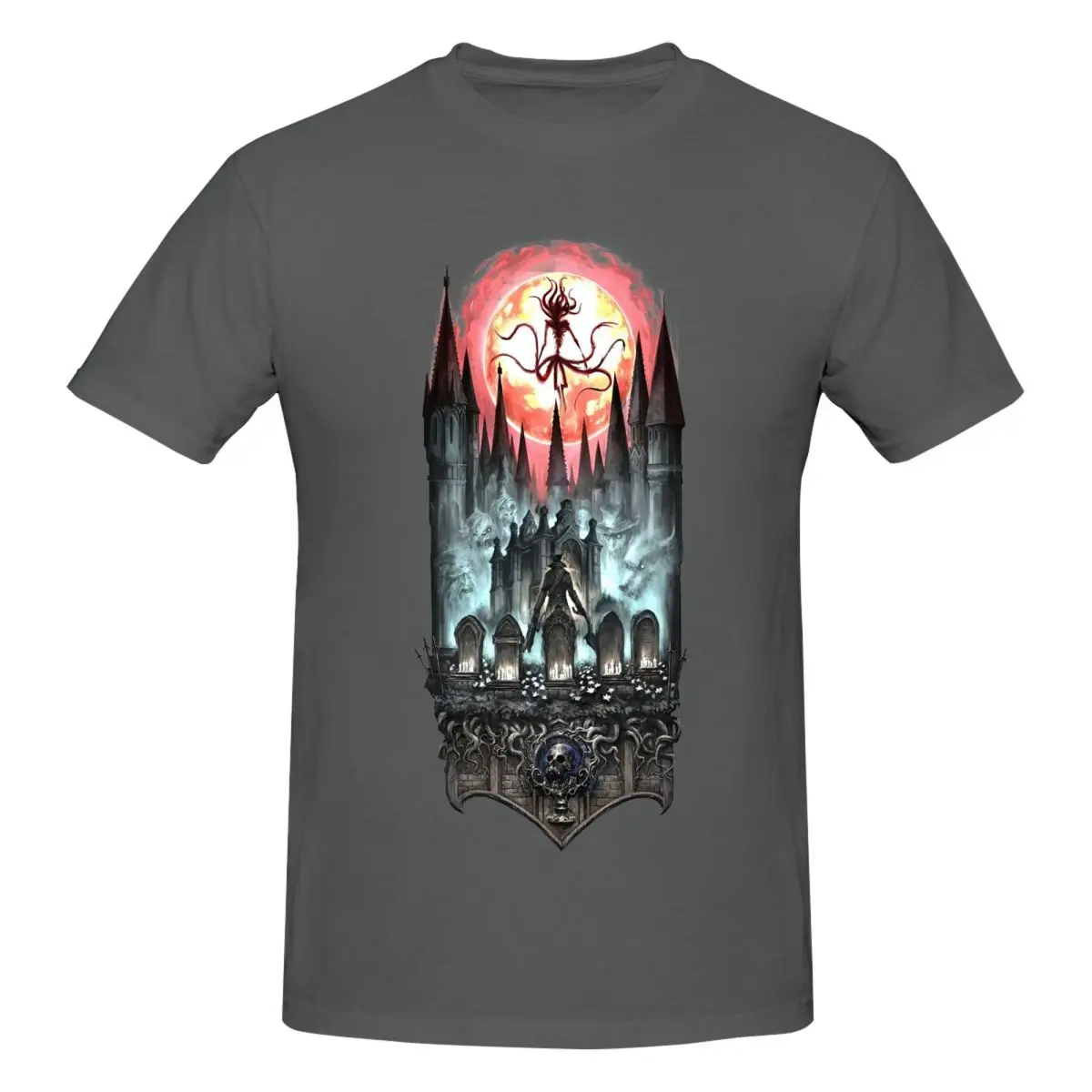 Bloodborne Art T Shirts Casual Tee Shirt Short Sleeve Tops Crew Neck Oversized Graphic T-Shirt Novelty Funny Summer Clothing