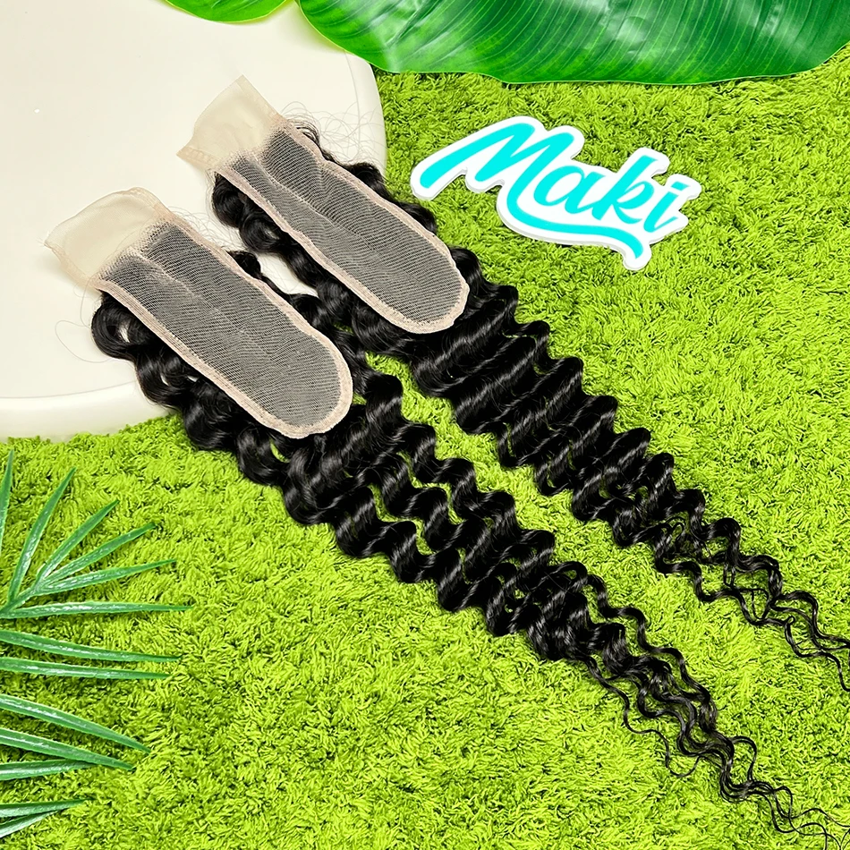 

Прозрачная кружевная застежка 2x6 Deep Wave из натуральных волос с глубоким пробором, предварительно выщипанная, с осветленными узлами # 1B Натуральный цвет, волнистые волосы для женщин