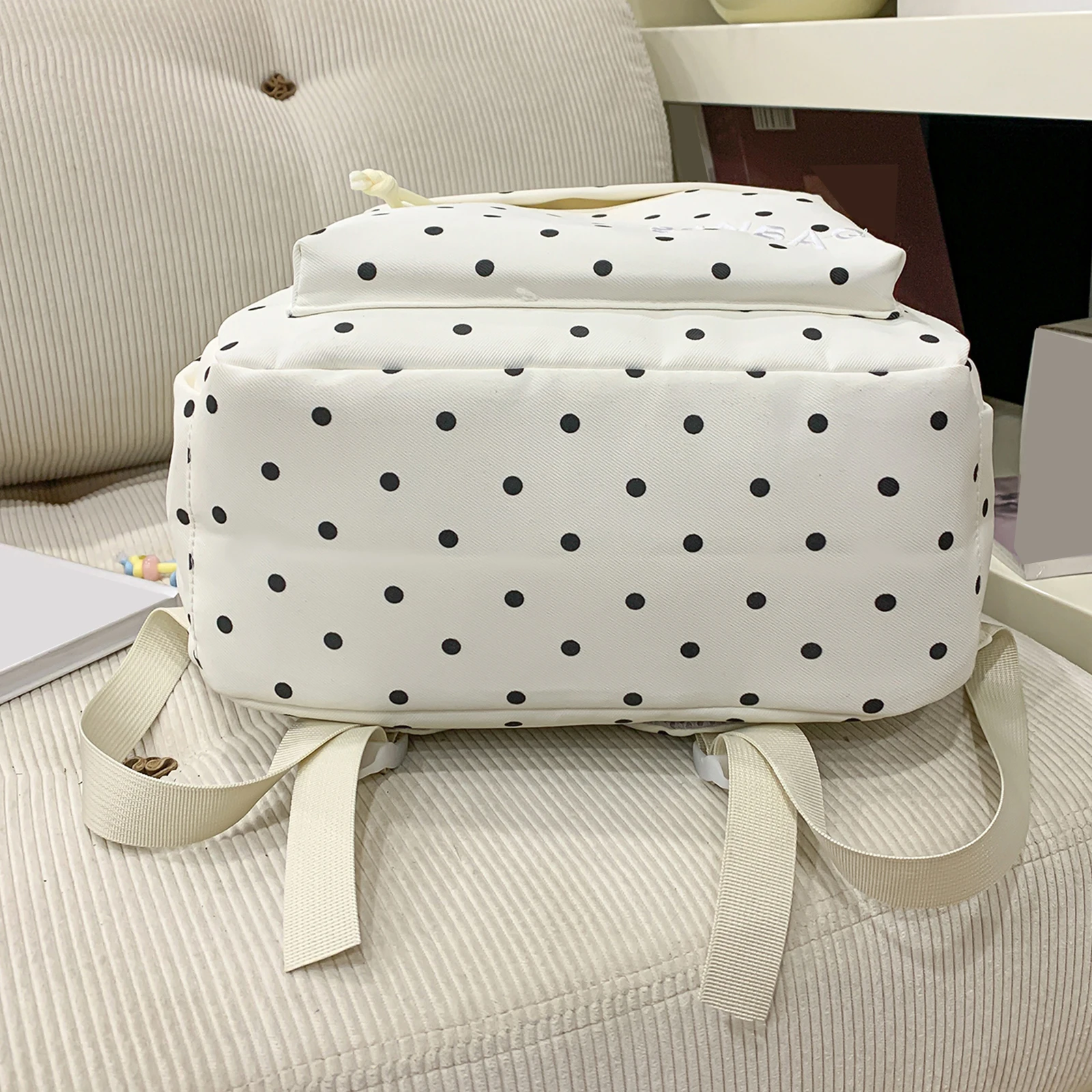 Korean Style Cute Polka Dot Backpack Nylon Women Large Capacity Campus Daypack