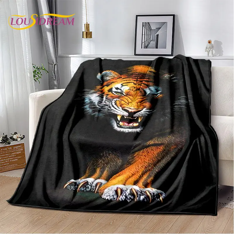 Couverture en peluche douce de dessin animé de tigre de bête, couverture de lutin, salon, chambre à coucher, lit, canapé, pique-nique