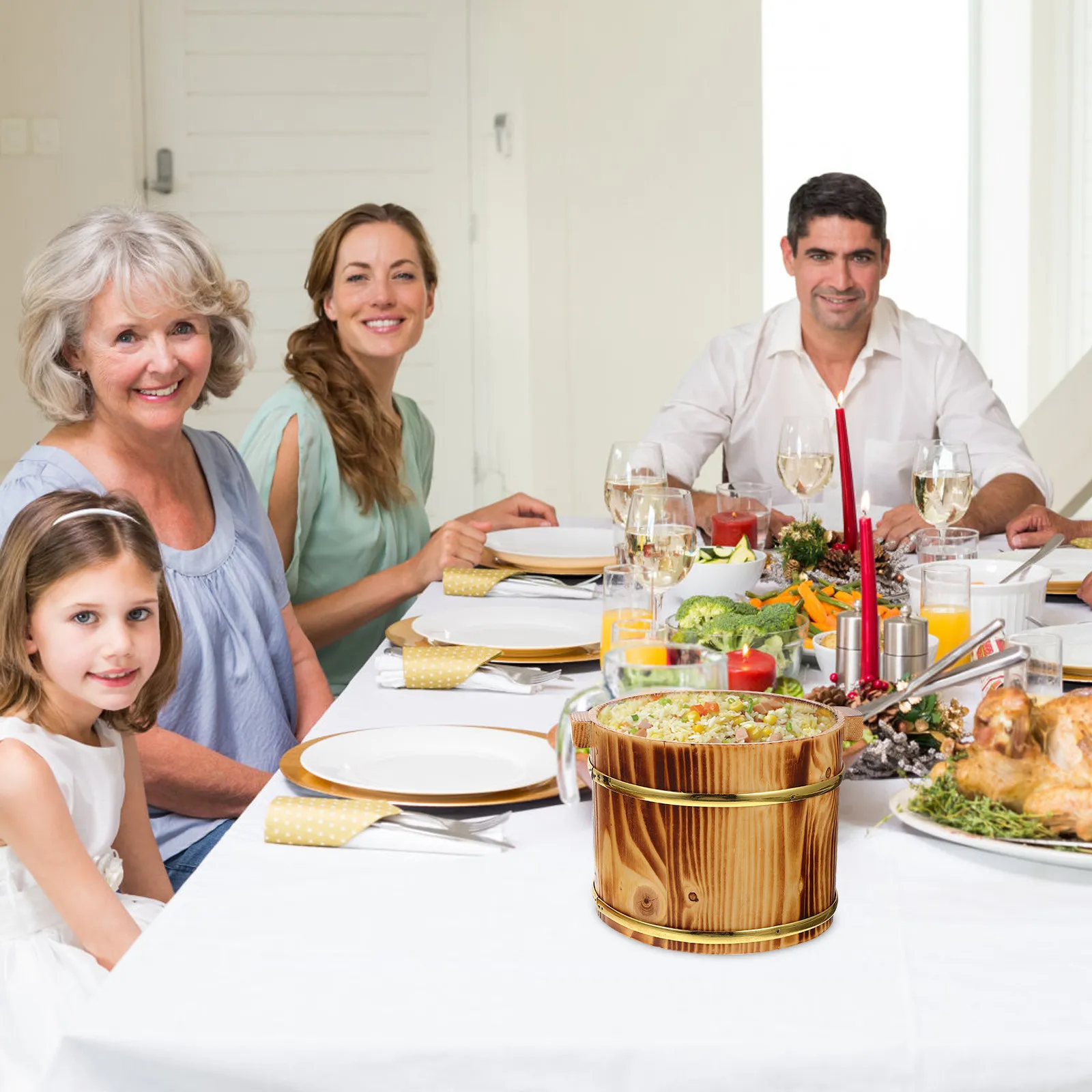 

Набор из 1 деревянного контейнера для смешивания и хранения приготовленного риса для суши, органайзер для кухни и столовой, для дома