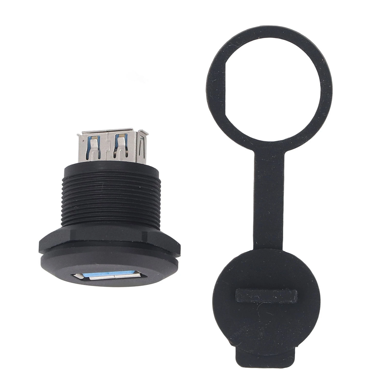 acoplador-usb-30-para-montagem-em-painel-conector-pass-through-femea-para-femea-adaptador-de-extensao-a-prova-d'Agua-com-tampa-protetora-contra-poeira
