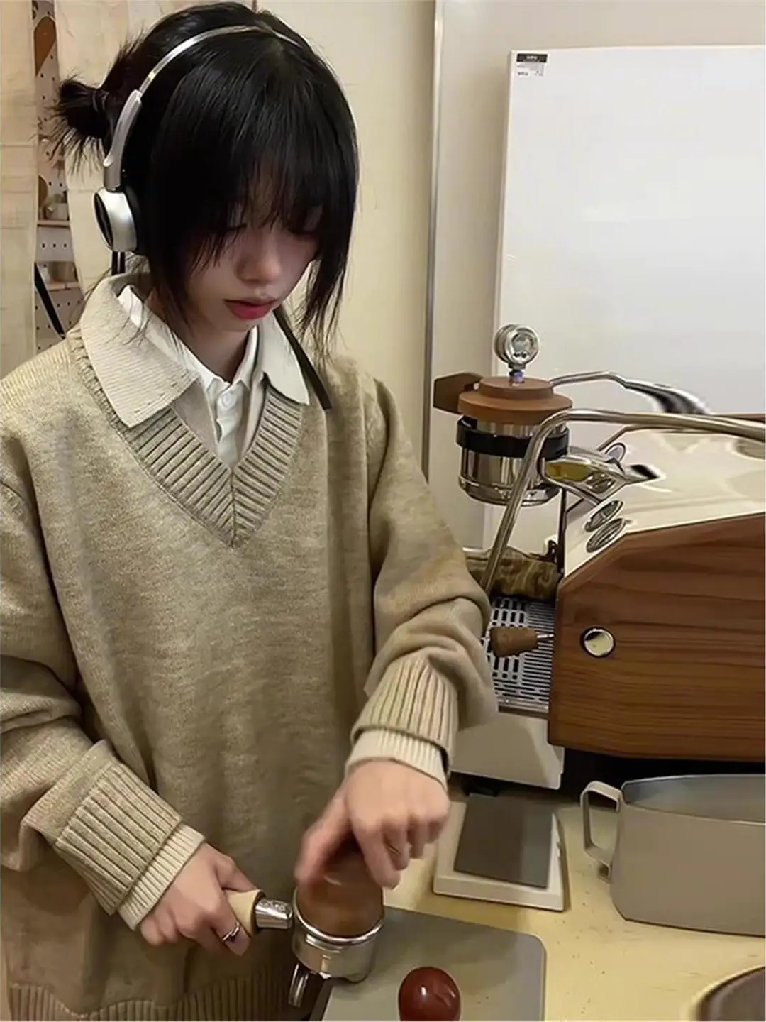 

Ретро японский свободный вязаный свитер из двух предметов, повседневный свитер для отдыха для мужчин и женщин, осень-зима, универсальный свитер для ленивых