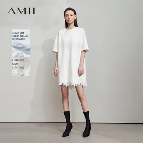 Женская футболка Amii 2026  пэчворк кружево