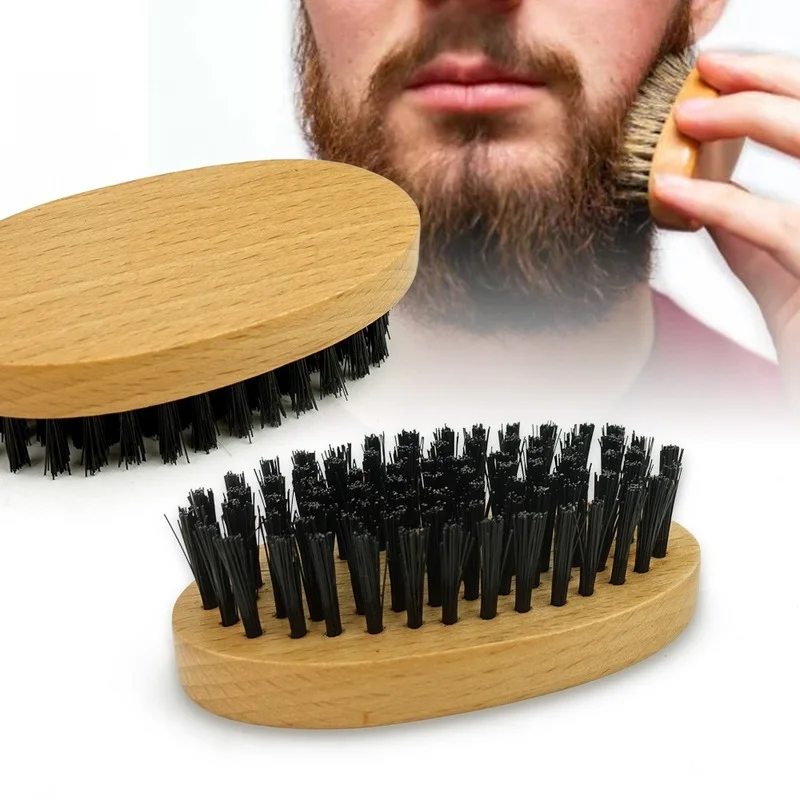 Professional Soft Boar Bristle Wood Beard Brush Hairdresser Shaving Brush Comb Men Mustache Comb Kit With Gift Bag Hair Comb