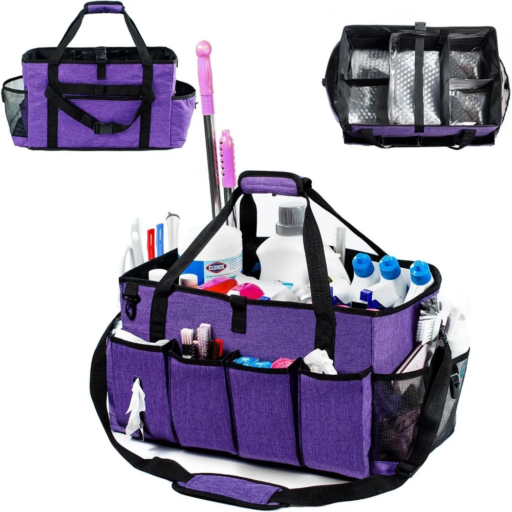 

Extra Large Professional Cleaning Caddy with Adjustable Compartments for Housekeepers and Car Wash