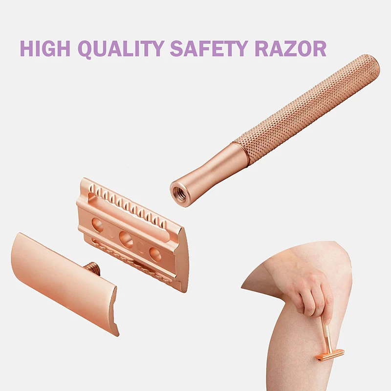 

Double Edge Safety Razor For Women Single Blade Razors With 5pcs Razor Blades Men's Metal Razor Reusable