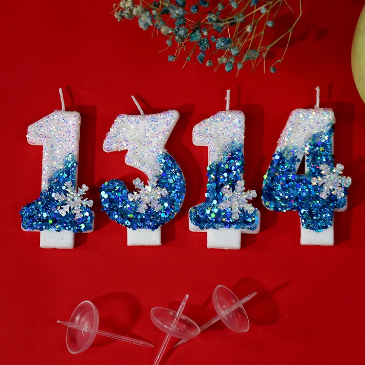 Children's Birthday Candles Blue Snowflake Birthday Candle Elsa Party Decor Sparklers for Weddings