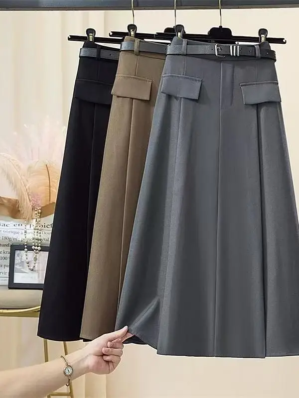 

Юбка А-силуэта с высокой талией Faion, женская, весна-лето, стройнящая, в корейском стиле, для повседневной носки, из полиэфирного волокна