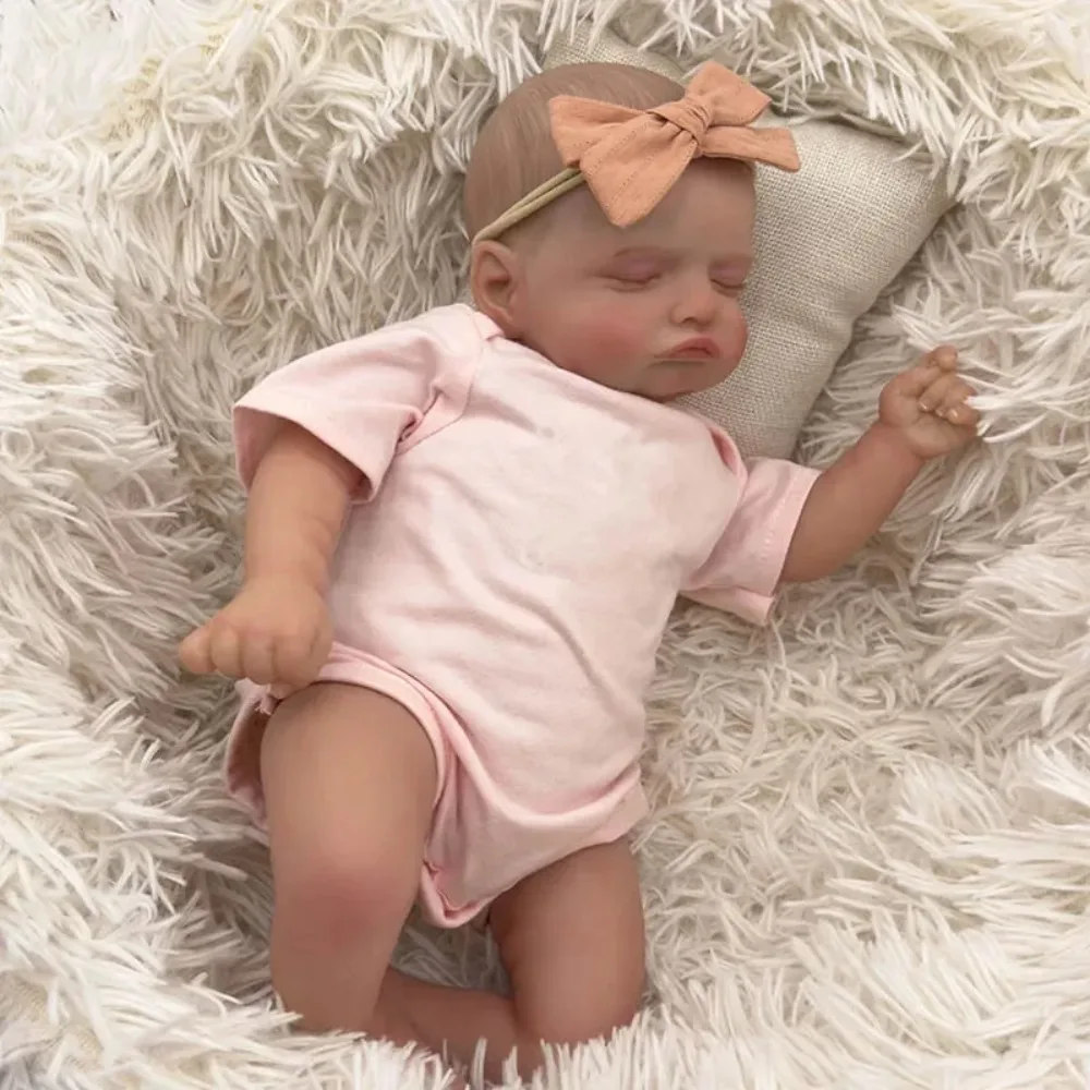 18 inch 45 cm slapende baby Rosalie herboren babypop katoenen lichaam of volledig vinyl meisjeslichaam pasgeboren babymeisjes met zichtbare aderen